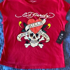 Ed Hardy Red Skull Graphic Tee